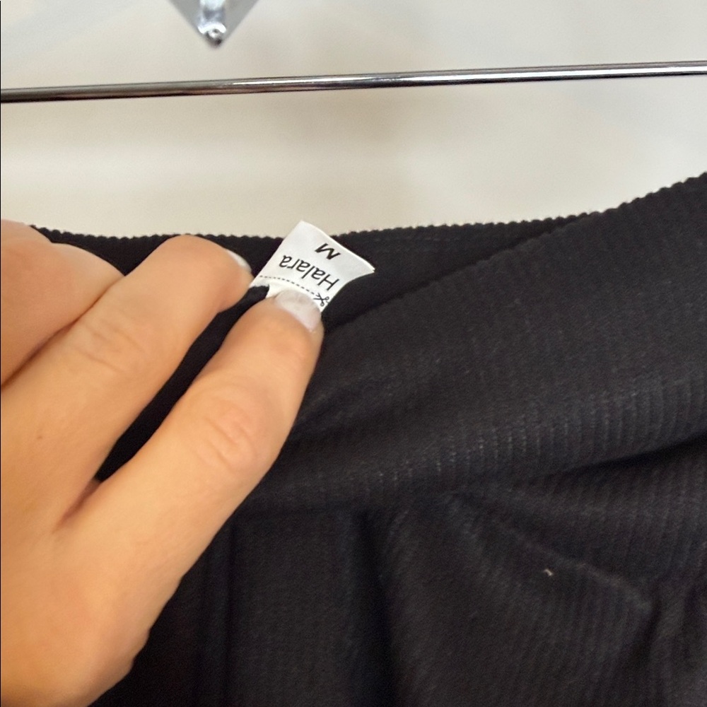 NWOT Halara ribbed high waisted wide leg lounge pants size medium black - Picture 9 of 11